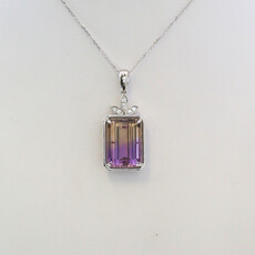 American Jewelry 14k White Gold 8.77ct Ametrine .07ctw Diamond Accent Necklace
