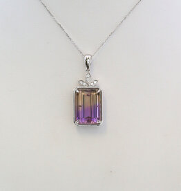American Jewelry 14k White Gold 8.77ct Ametrine .07ctw Diamond Accent Necklace