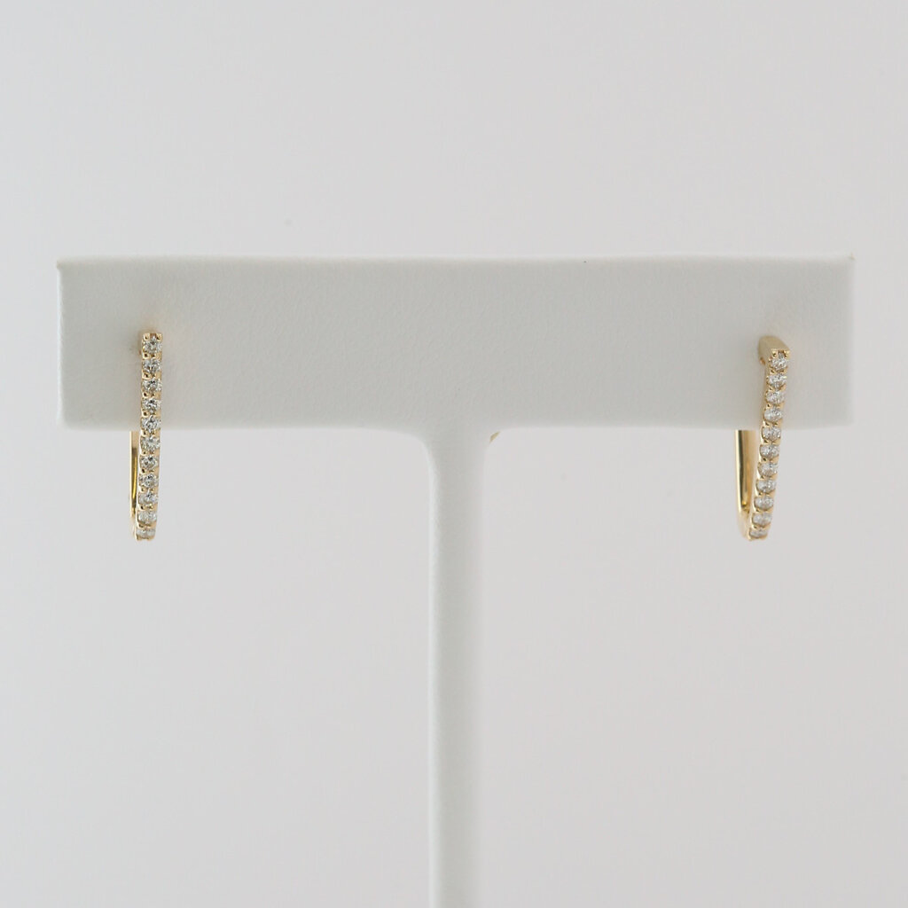 American Jewelry 14k Yellow Gold .33ctw Diamond Triangle Hoop Earrings