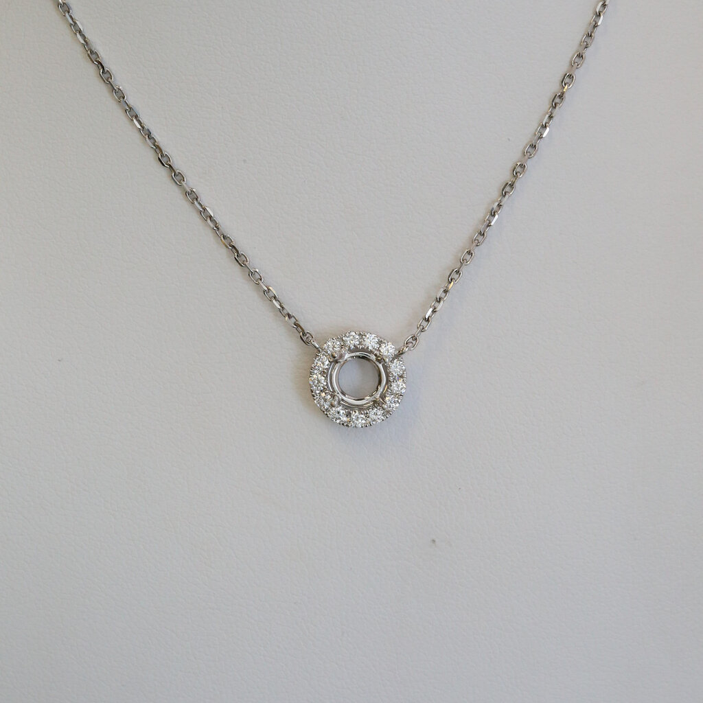 American Jewelry 18k White Gold 1.39ctw (1.03ct H/VS Center) Diamond Halo Pendant (16"-18")