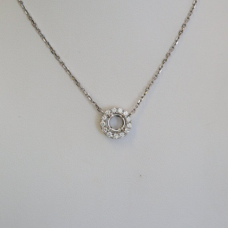 American Jewelry 18k White Gold 1.39ctw (1.03ct H/VS Center) Diamond Halo Pendant (16"-18")