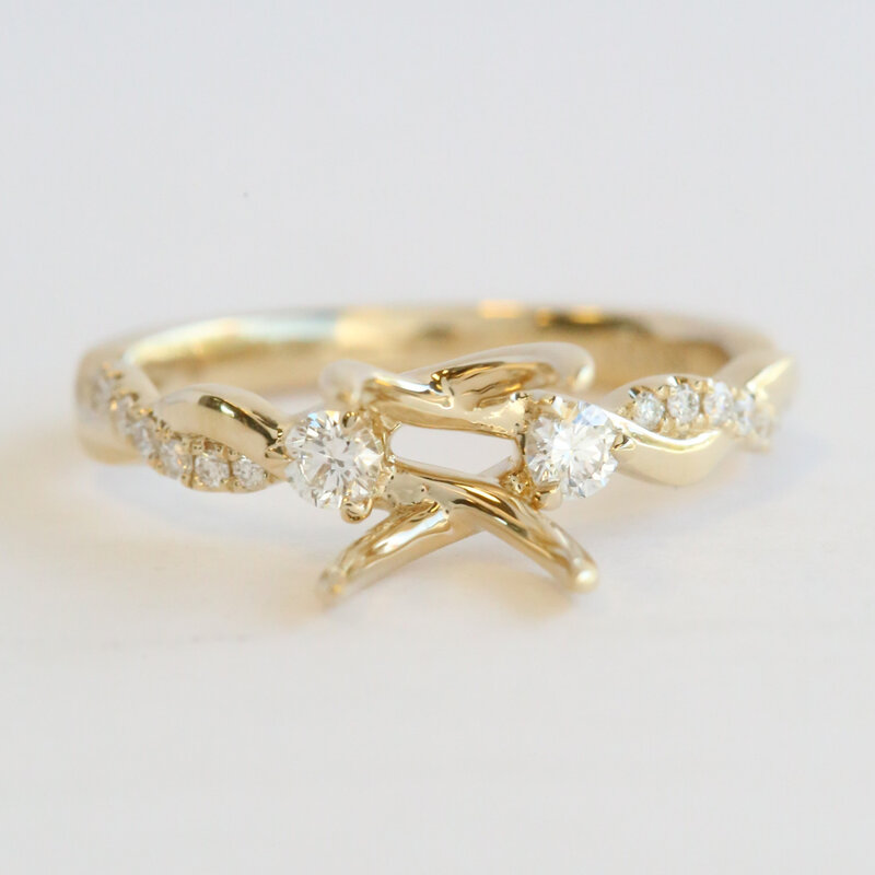 American Jewelry 14k Yellow Gold .28ctw Diamond Twisted Semi Mount Engagement Ring