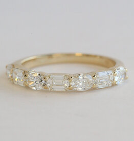American Jewelry 14k Yellow Gold 1.27ctw Emerald & Baguette Cut Wedding Band