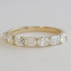 American Jewelry 14k Yellow Gold 1.27ctw Emerald & Baguette Cut Wedding Band
