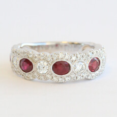 American Jewelry 14k White Gold .68ctw Ruby .55ctw Diamond Stackable Band Ring
