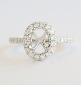 American Jewelry 14k White Gold .54ctw Diamond Oval Halo Semi Mount Engagement Ring