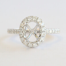 American Jewelry 14k White Gold .54ctw Diamond Oval Halo Semi Mount Engagement Ring