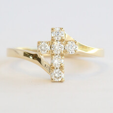 American Jewelry 14k Yellow Gold .35ctw Diamond Cross Bypass Ring