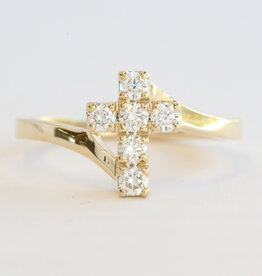 American Jewelry 14k Yellow Gold .35ctw Diamond Cross Bypass Ring