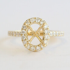 American Jewelry 14k Yellow Gold .54ctw Diamond Oval Halo Semi Mount Engagement Ring