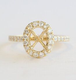 American Jewelry 14k Yellow Gold .54ctw Diamond Oval Halo Semi Mount Engagement Ring