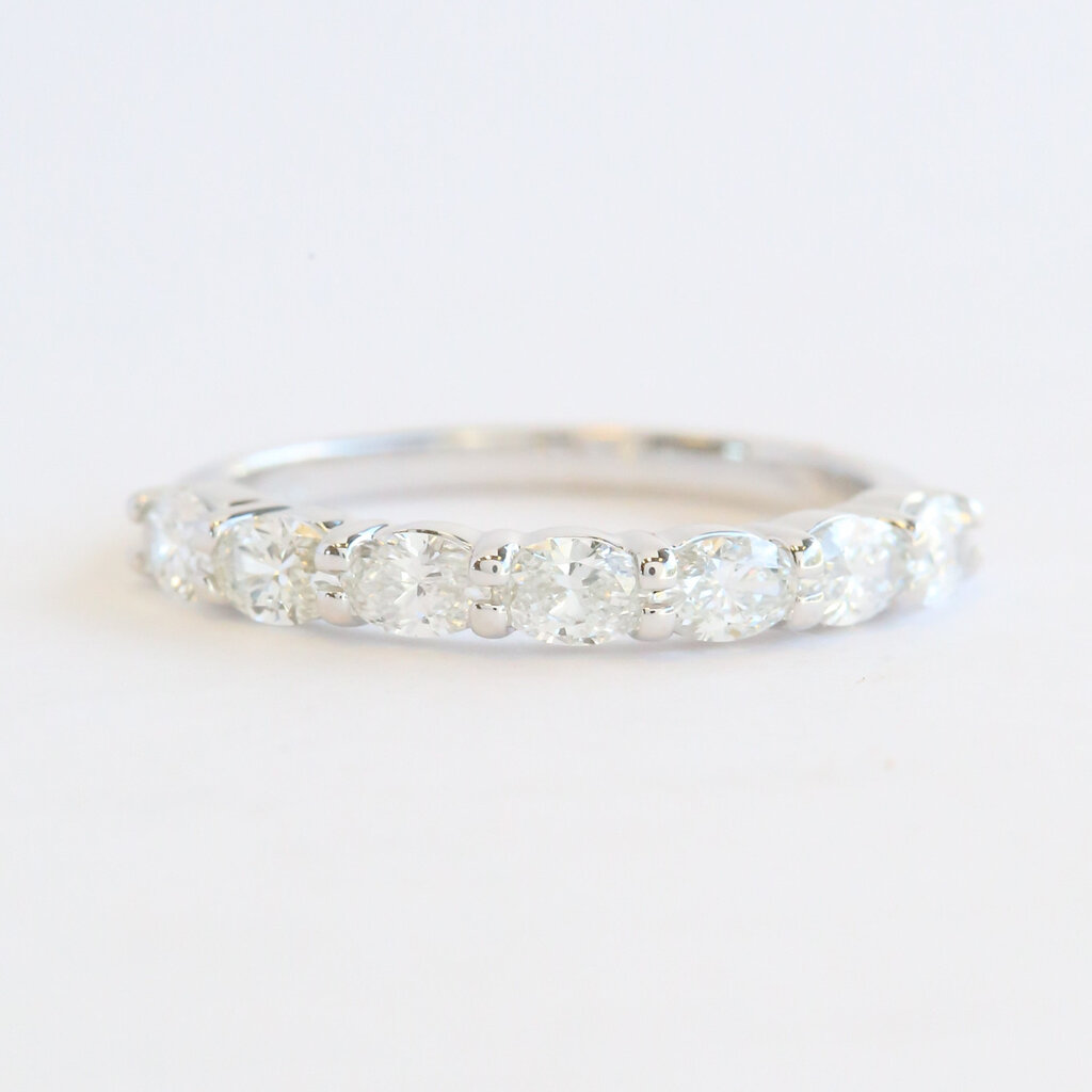 American Jewelry 14k White Gold 1ctw Diamond East to West Oval Wedding Band