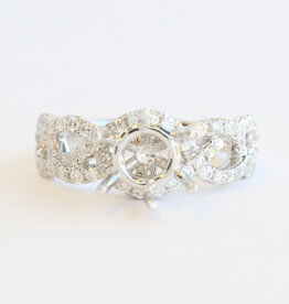 American Jewelry 14k White Gold .66ctw Diamond Infinity Accent Semi Mount Engagement Ring