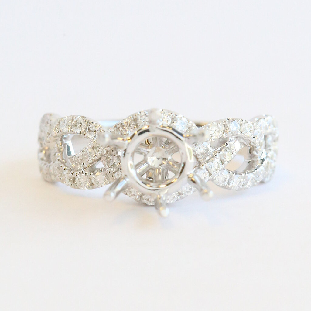 American Jewelry 14k White Gold .66ctw Diamond Infinity Accent Semi Mount Engagement Ring