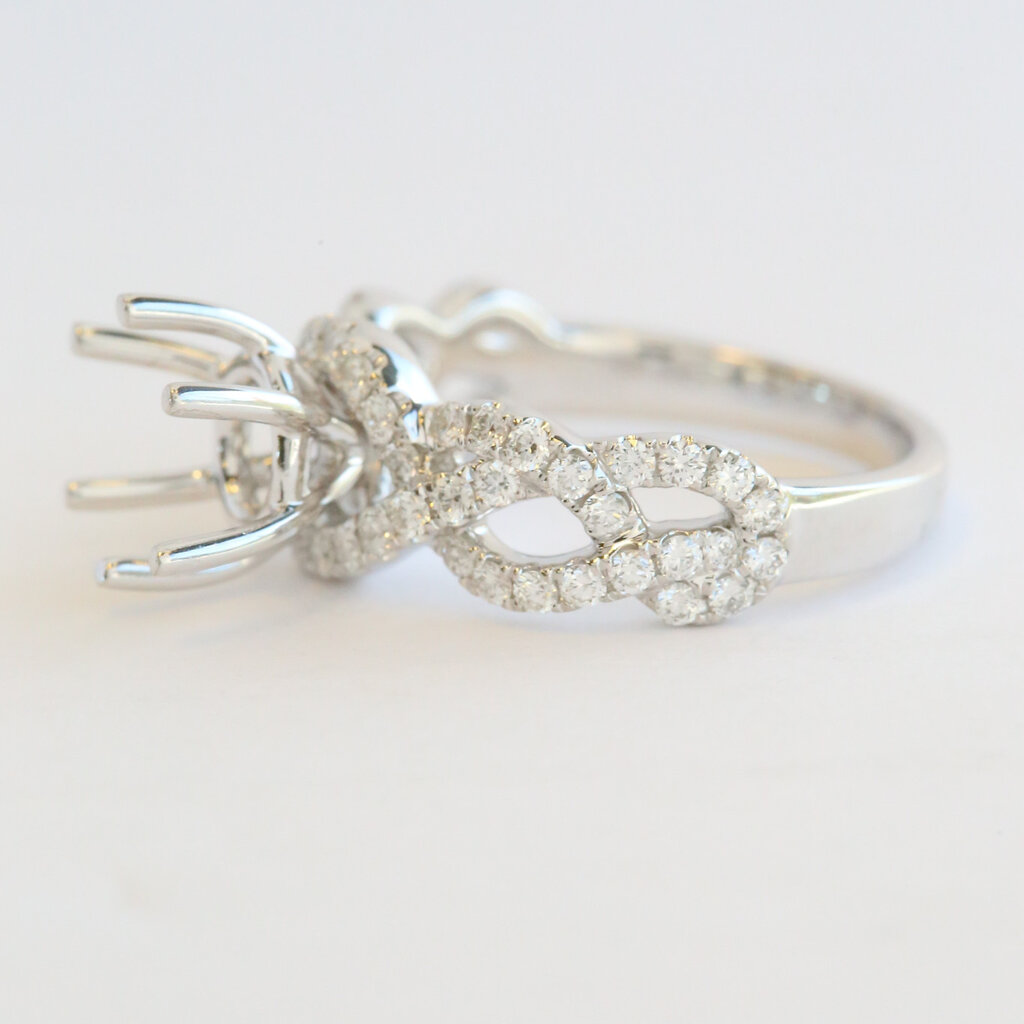 American Jewelry 14k White Gold .66ctw Diamond Infinity Accent Semi Mount Engagement Ring