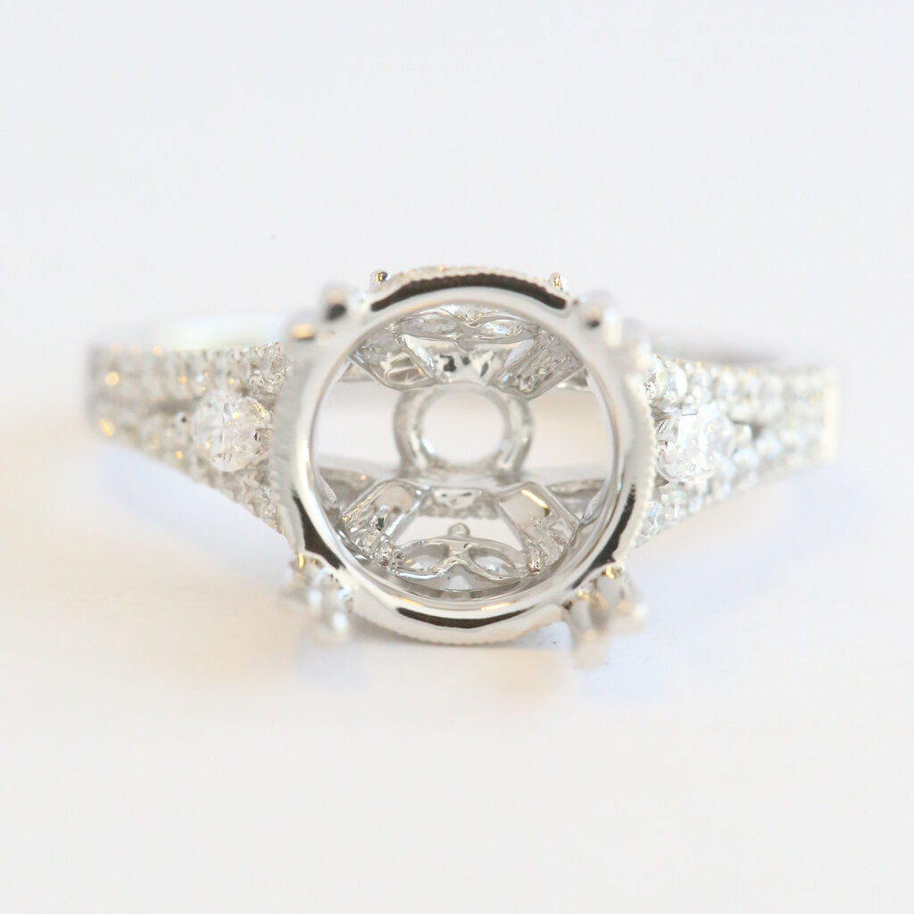 American Jewelry 14k White Gold .60ctw Diamond Split Shank Marquise Accent Semi Mount Engagement Ring