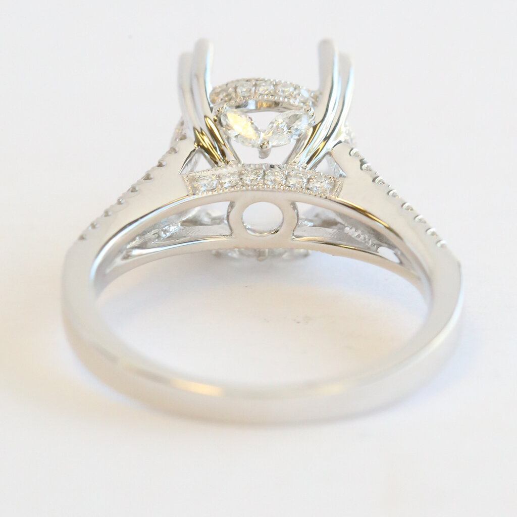 American Jewelry 14k White Gold .60ctw Diamond Split Shank Marquise Accent Semi Mount Engagement Ring