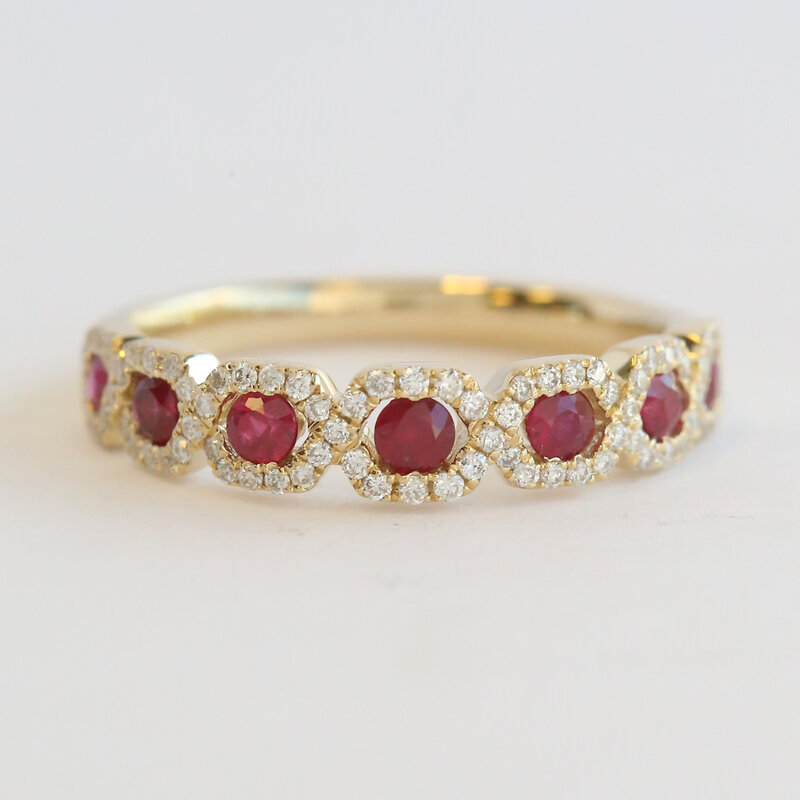American Jewelry 14k Yellow Gold .48ctw Ruby .26ctw Diamond Stackable Band Ring