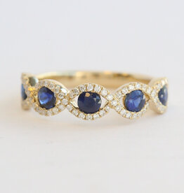 American Jewelry 14k Yellow Gold .85ctw Sapphire .28ctw Diamond Infinity Design Stackable Band Ring