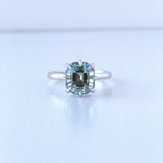 14k White Gold 3.7ct Aquamarine Multi-Claw Prong Solitaire (size 7)