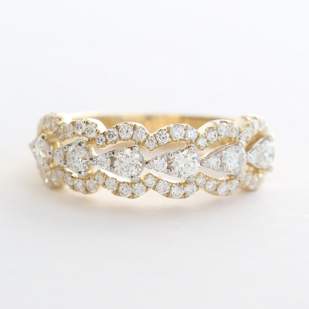 American Jewelry 14k Yellow Gold .90ctw Diamond Open Design Wedding Band