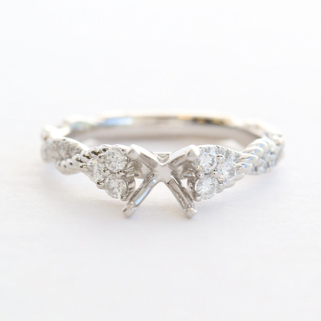 American Jewelry 14k White Gold .41ctw Diamond Twisted Infinity Semi Mount Engagement Ring