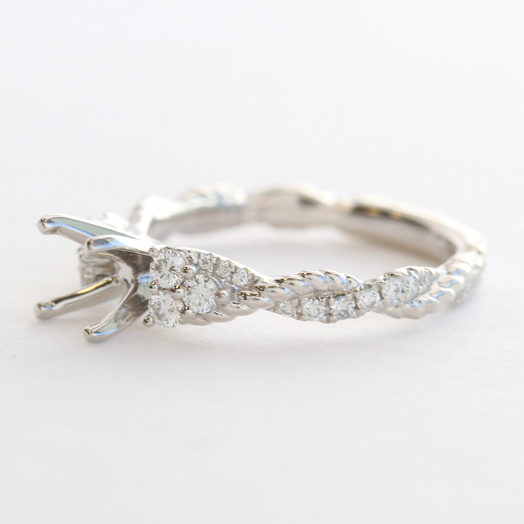 American Jewelry 14k White Gold .41ctw Diamond Twisted Infinity Semi Mount Engagement Ring