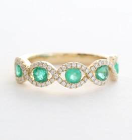 American Jewelry 14k Yellow Gold .70ctw Emerald .26ctw Diamond Infinity Design Stackable Band Ring