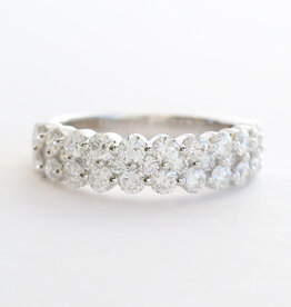 American Jewelry 14k White Gold 1.68ctw Diamond Pave Wide Band Ring