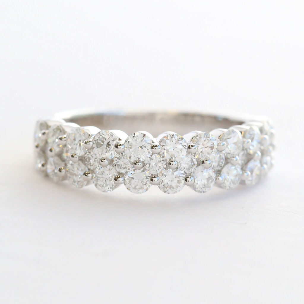 American Jewelry 14k White Gold 1.68ctw Diamond Pave Wide Band Ring