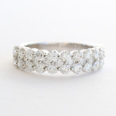American Jewelry 14k White Gold 1.68ctw Diamond Pave Wide Band Ring