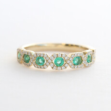 American Jewelry 14k Yellow Gold .40ctw Emerald .26ctw Diamond Stackable Band Ring