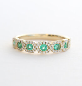 American Jewelry 14k Yellow Gold .40ctw Emerald .26ctw Diamond Stackable Band Ring