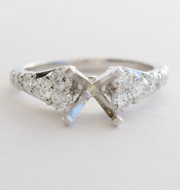 American Jewelry 14k White Gold .93ctw Diamond Tapered Semi Mount Engagement Ring