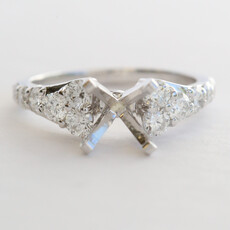 American Jewelry 14k White Gold .93ctw Diamond Tapered Semi Mount Engagement Ring