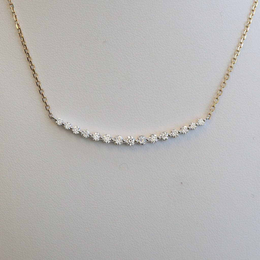 American Jewelry 14k Yellow Gold .87ctw Diamond Row Necklace