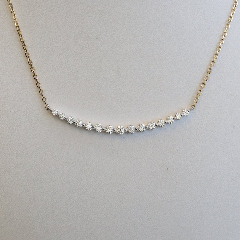 American Jewelry 14k Yellow Gold .87ctw Diamond Row Necklace