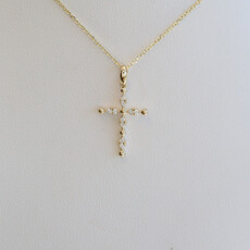 American Jewelry 14k Yellow Gold .06ctw Diamond Petite Cross Necklace