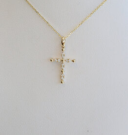 American Jewelry 14k Yellow Gold .06ctw Diamond Petite Cross Necklace