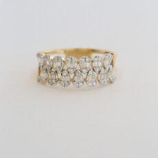 American Jewelry 14k Yellow Gold .61ctw Diamond Baguette & Round Pear Shapes Band Ring