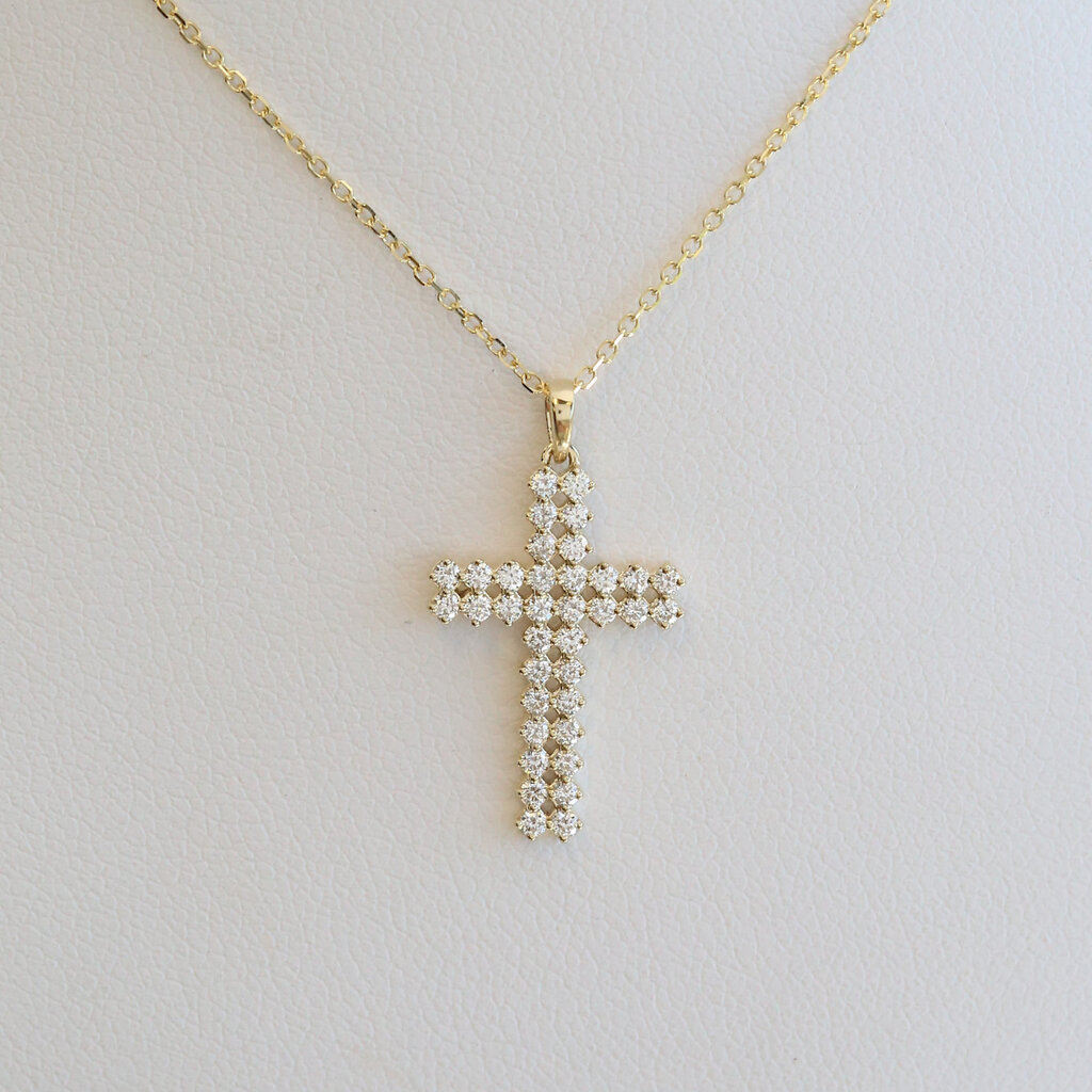 American Jewelry 14k Yellow Gold .35ctw Diamond Cross Necklace