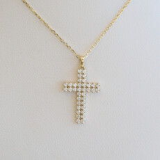 American Jewelry 14k Yellow Gold .35ctw Diamond Cross Necklace