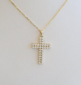 American Jewelry 14k Yellow Gold .35ctw Diamond Cross Necklace