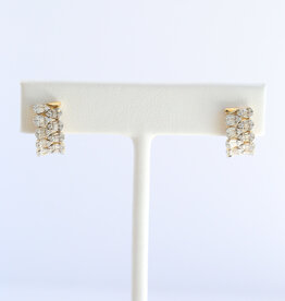 American Jewelry 14k Yellow Gold .88ctw Diamond Baguette & Round Pear Shapes Hoop Earrings