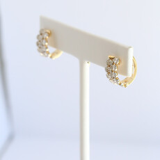 American Jewelry 14k Yellow Gold .88ctw Diamond Baguette & Round Pear Shapes Hoop Earrings