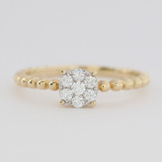 American Jewelry 14k Yellow Gold .17ctw Diamond Beaded Cluster Ring