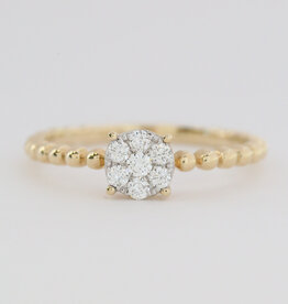 American Jewelry 14k Yellow Gold .17ctw Diamond Beaded Cluster Ring