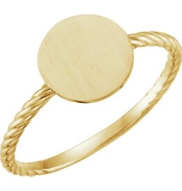 American Jewelry Round Disc Engravable Twisted Signet Ring
