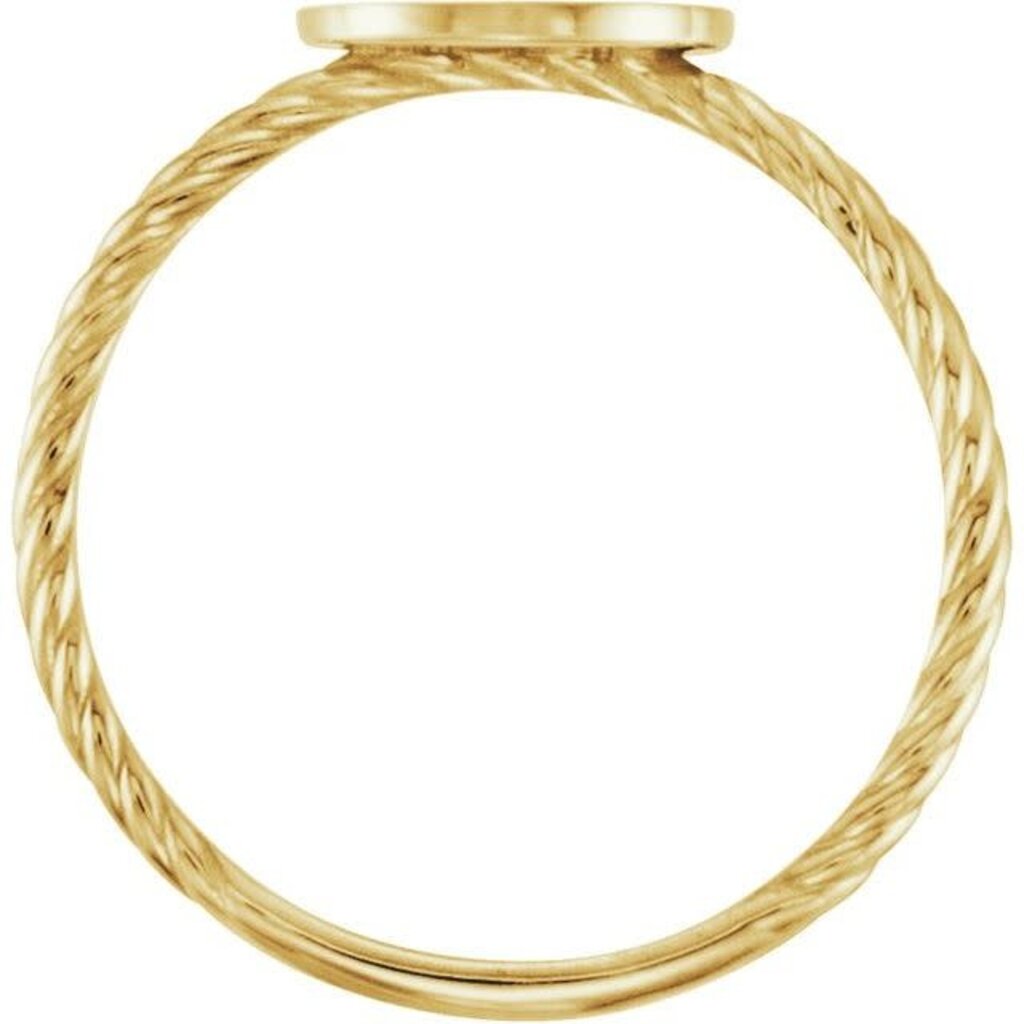 American Jewelry Round Disc Engravable Twisted Signet Ring