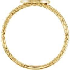 American Jewelry Round Disc Engravable Twisted Signet Ring